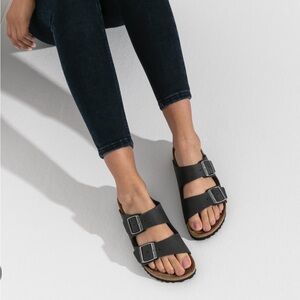 Birkenstock Arizona Soft Footbed Oiled Leather Shoe Sandal Black Sz 8 8.5 EU 39